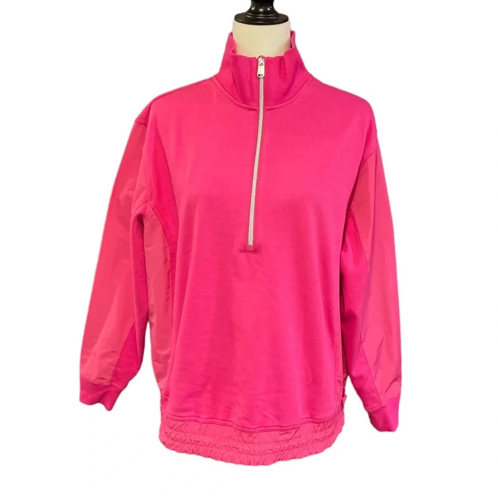 Athleta (Spring 2023) Triumph Hybrid Half Zip Sweatshirt Salvia Pink Small
